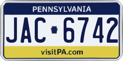 PA license plate JAC6742