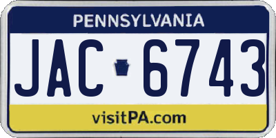 PA license plate JAC6743