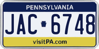 PA license plate JAC6748