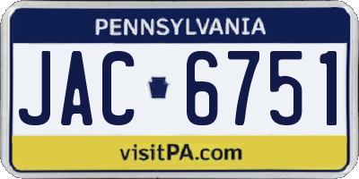 PA license plate JAC6751