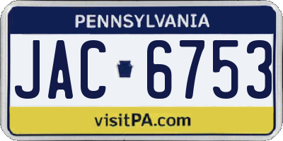 PA license plate JAC6753