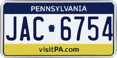 PA license plate JAC6754