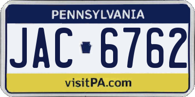 PA license plate JAC6762