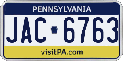 PA license plate JAC6763