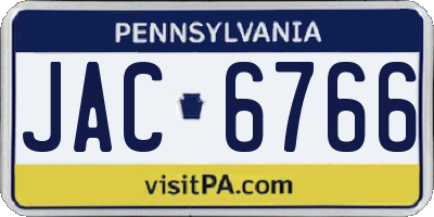 PA license plate JAC6766