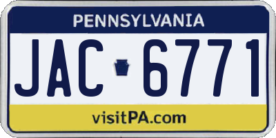 PA license plate JAC6771
