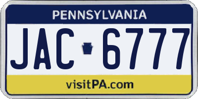 PA license plate JAC6777