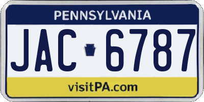 PA license plate JAC6787