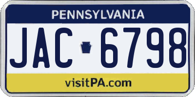 PA license plate JAC6798