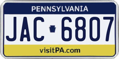 PA license plate JAC6807