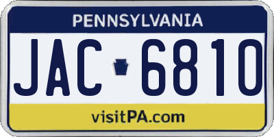 PA license plate JAC6810