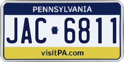 PA license plate JAC6811