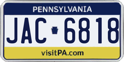 PA license plate JAC6818