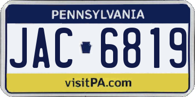 PA license plate JAC6819