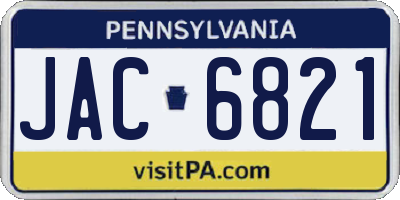 PA license plate JAC6821