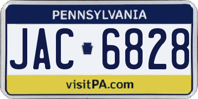 PA license plate JAC6828
