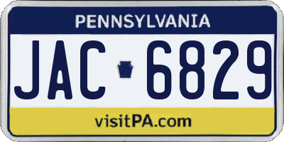 PA license plate JAC6829