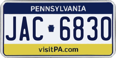 PA license plate JAC6830