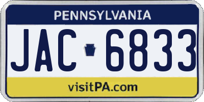 PA license plate JAC6833