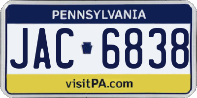 PA license plate JAC6838