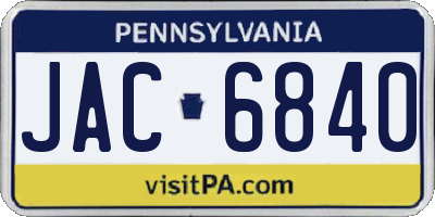 PA license plate JAC6840