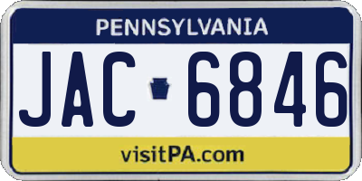 PA license plate JAC6846