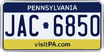 PA license plate JAC6850