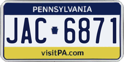 PA license plate JAC6871