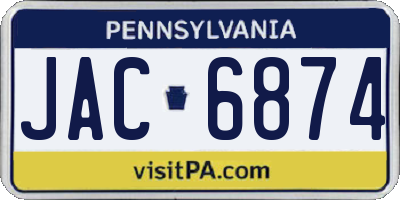 PA license plate JAC6874