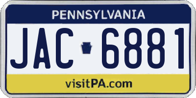 PA license plate JAC6881