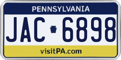 PA license plate JAC6898
