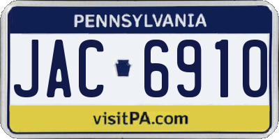 PA license plate JAC6910