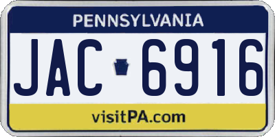 PA license plate JAC6916