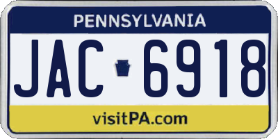 PA license plate JAC6918