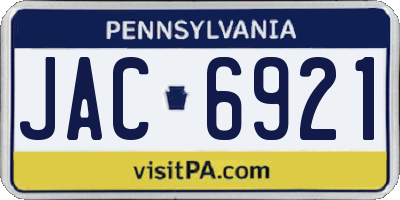 PA license plate JAC6921