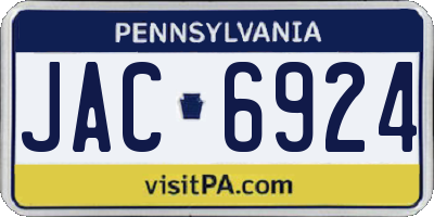 PA license plate JAC6924