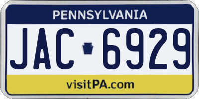 PA license plate JAC6929