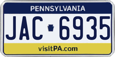 PA license plate JAC6935