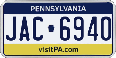 PA license plate JAC6940