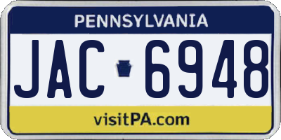 PA license plate JAC6948