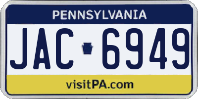 PA license plate JAC6949