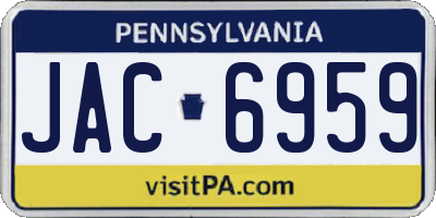 PA license plate JAC6959