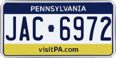 PA license plate JAC6972