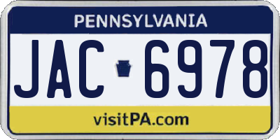 PA license plate JAC6978