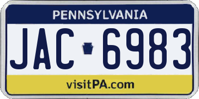PA license plate JAC6983