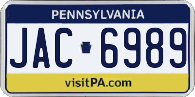 PA license plate JAC6989