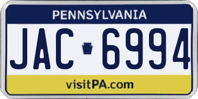 PA license plate JAC6994