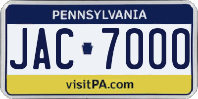 PA license plate JAC7000