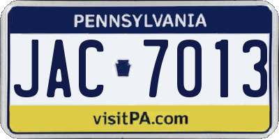 PA license plate JAC7013