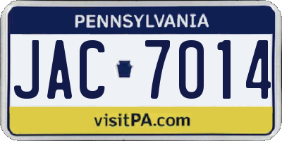 PA license plate JAC7014